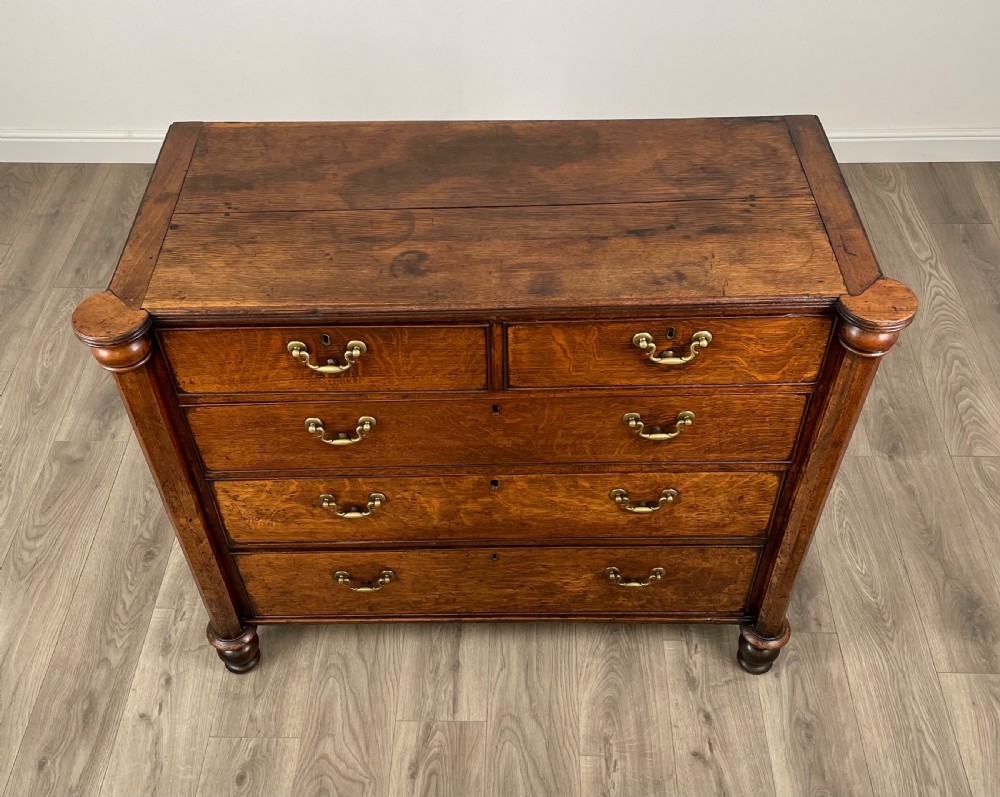 Antique 18th Century Quarter Cut Oak Chest Of Drawers ( REF AF-3050 ) View IX