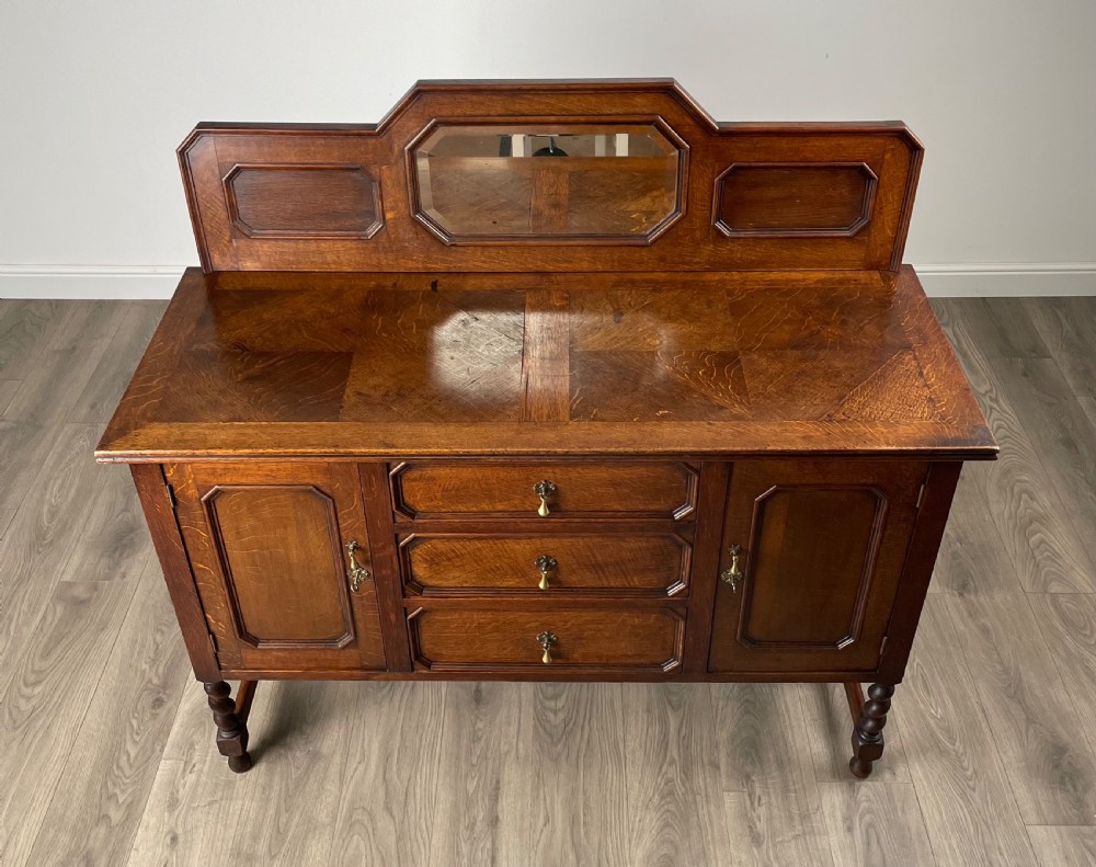 Antique 20th Century Mirror Back Sideboard In Oak View V