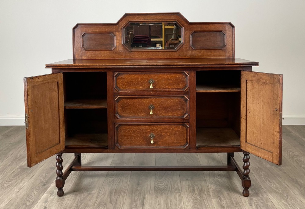 Antique 20th Century Mirror Back Sideboard In Oak View VI