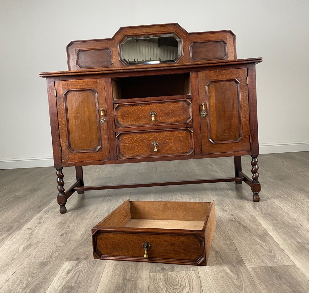 Antique 20th Century Mirror Back Sideboard In Oak View VII