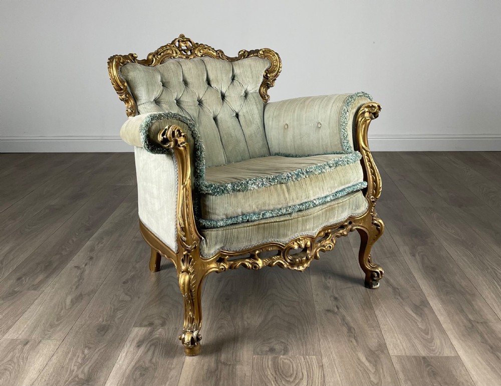 Antique 19th Century Pair Of French Gilded Armchair's View VIII