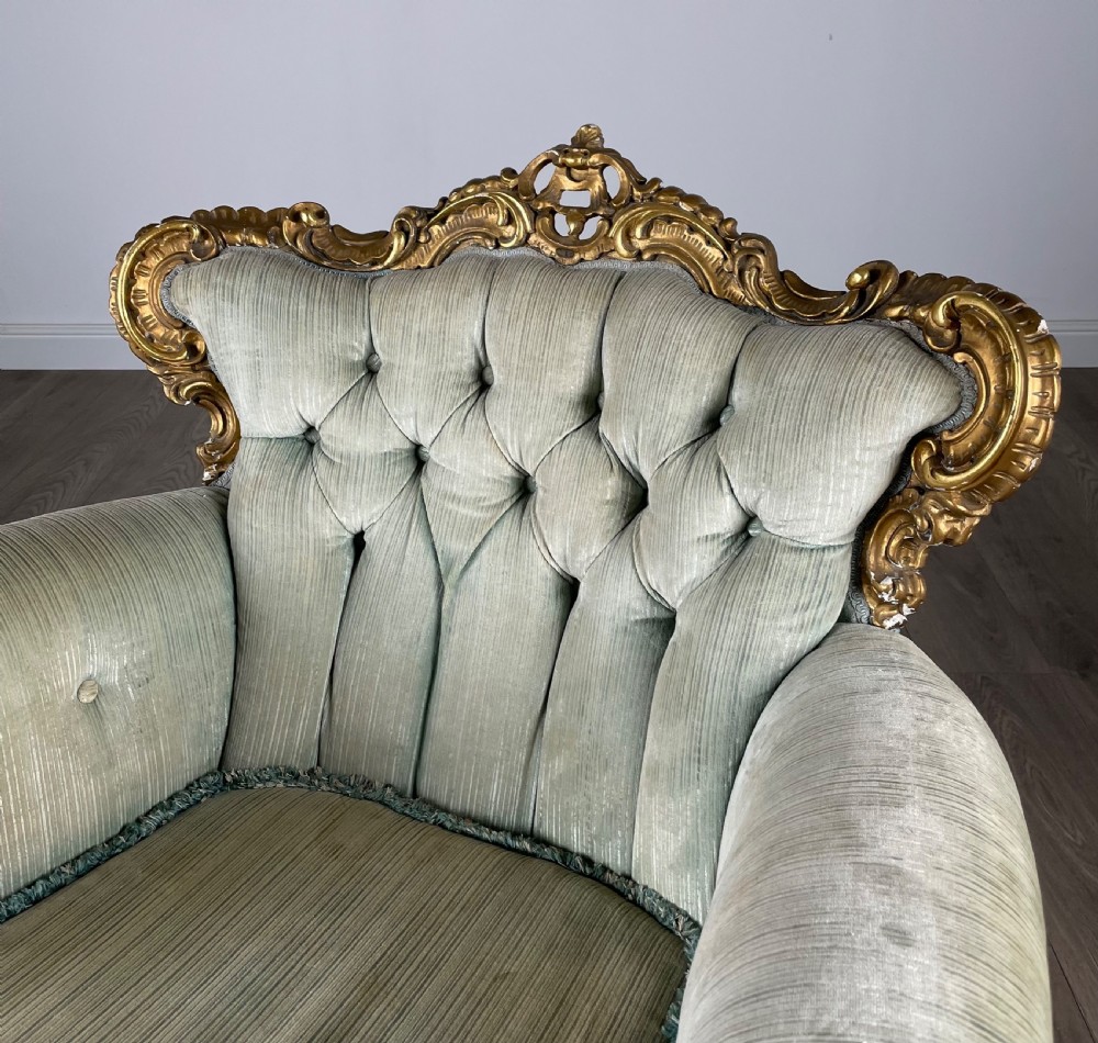 Antique 19th Century Pair Of French Gilded Armchair's View X