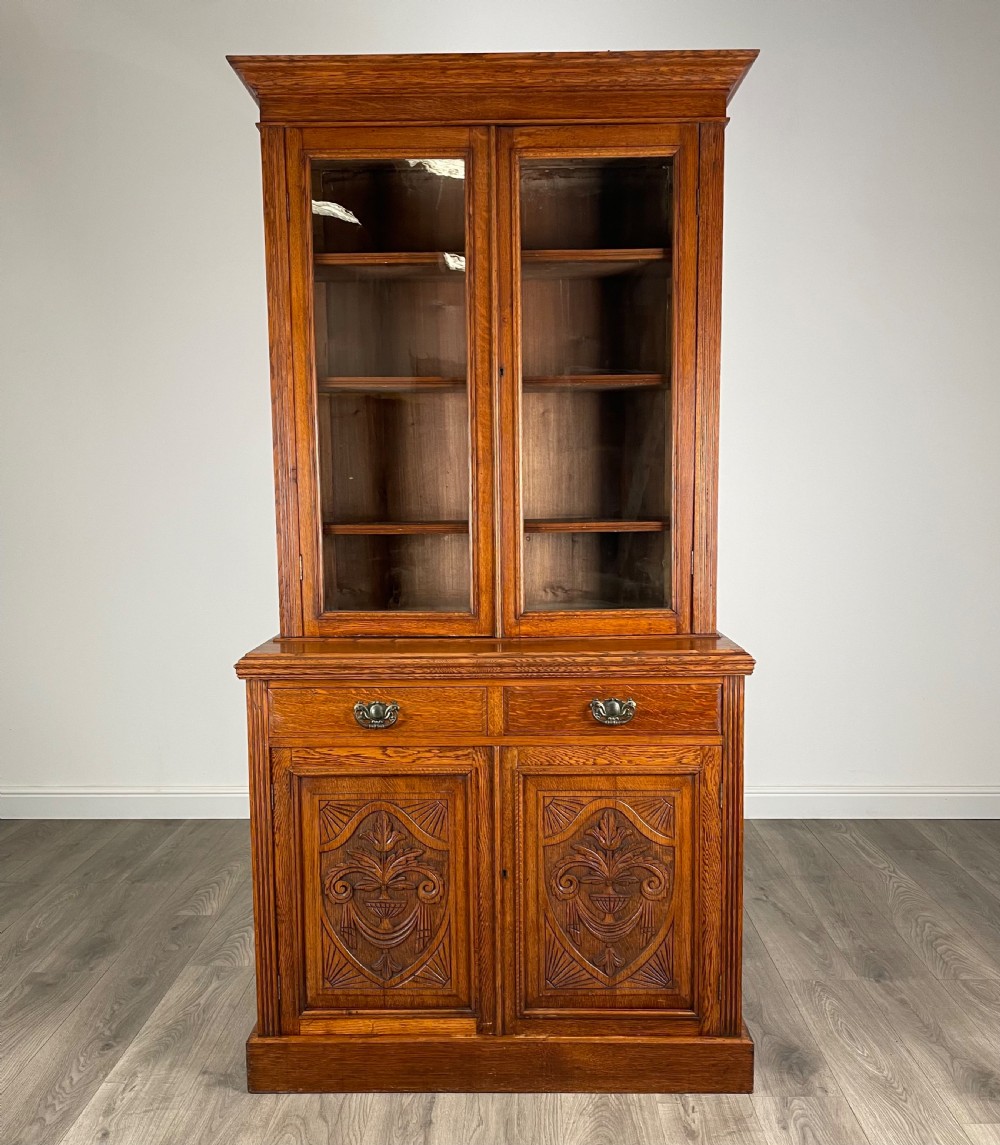 Antique 20th Century Bookcase On Cupboard In Oak View III