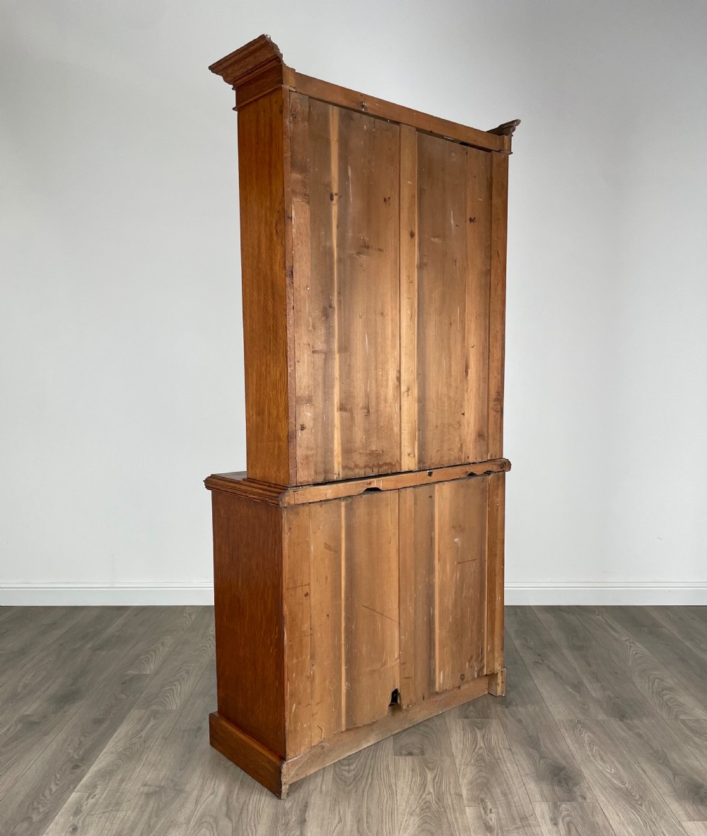 Antique 20th Century Bookcase On Cupboard In Oak View VI