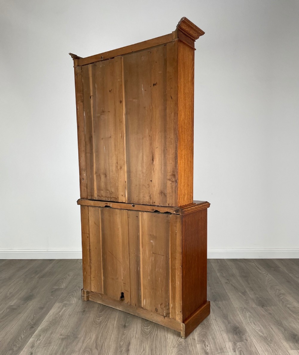 Antique 20th Century Bookcase On Cupboard In Oak View VIII