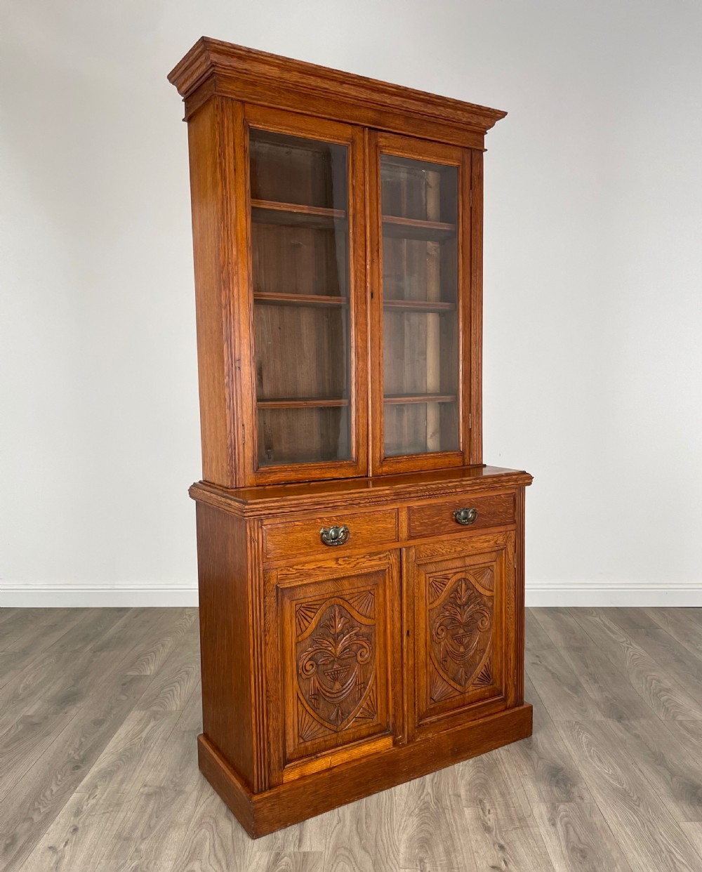 Antique 20th Century Bookcase On Cupboard In Oak View X