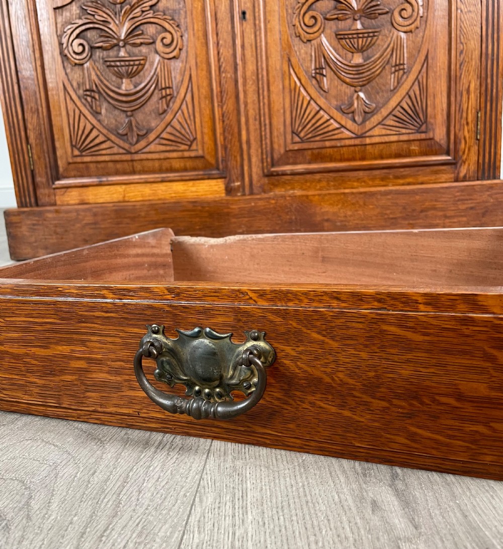 Antique 20th Century Bookcase On Cupboard In Oak View XII
