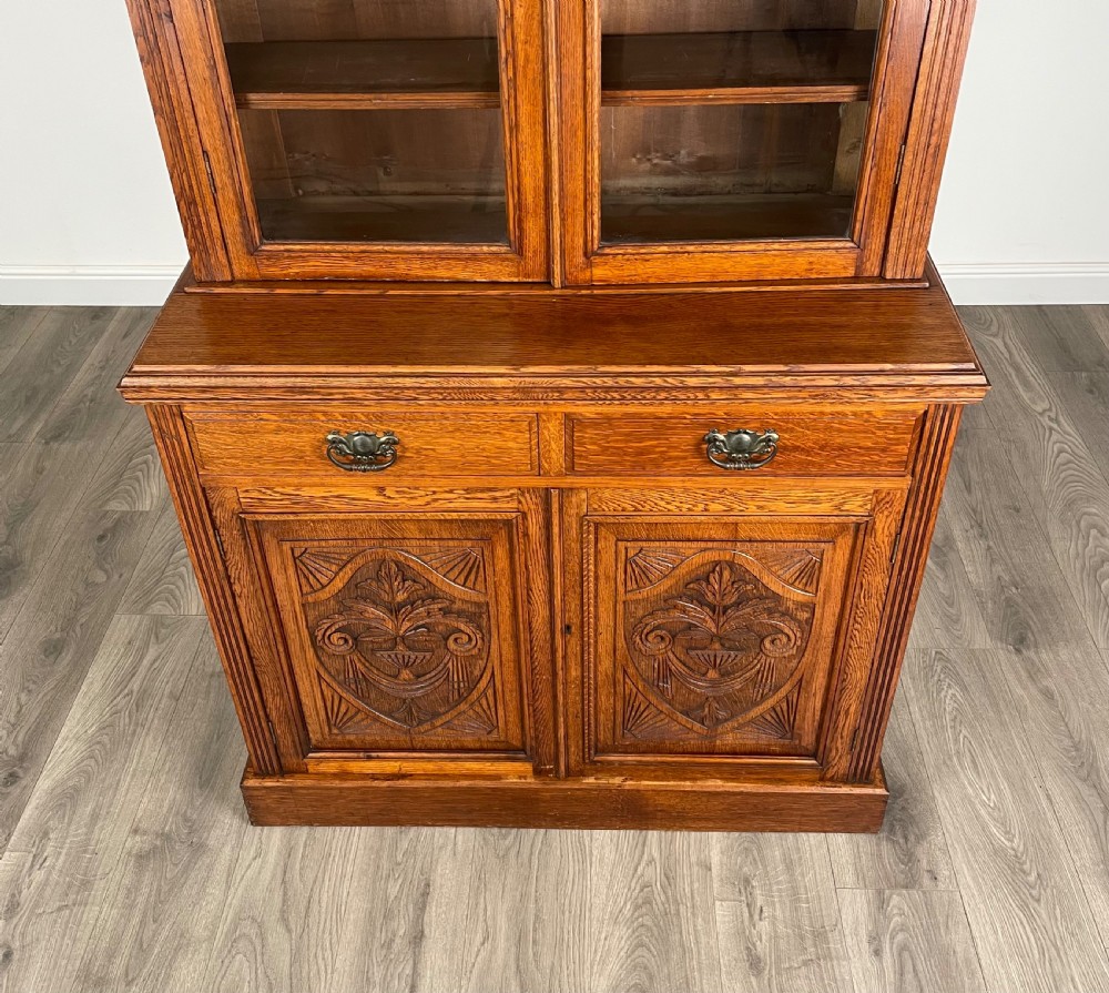 Antique 20th Century Bookcase On Cupboard In Oak View XIII