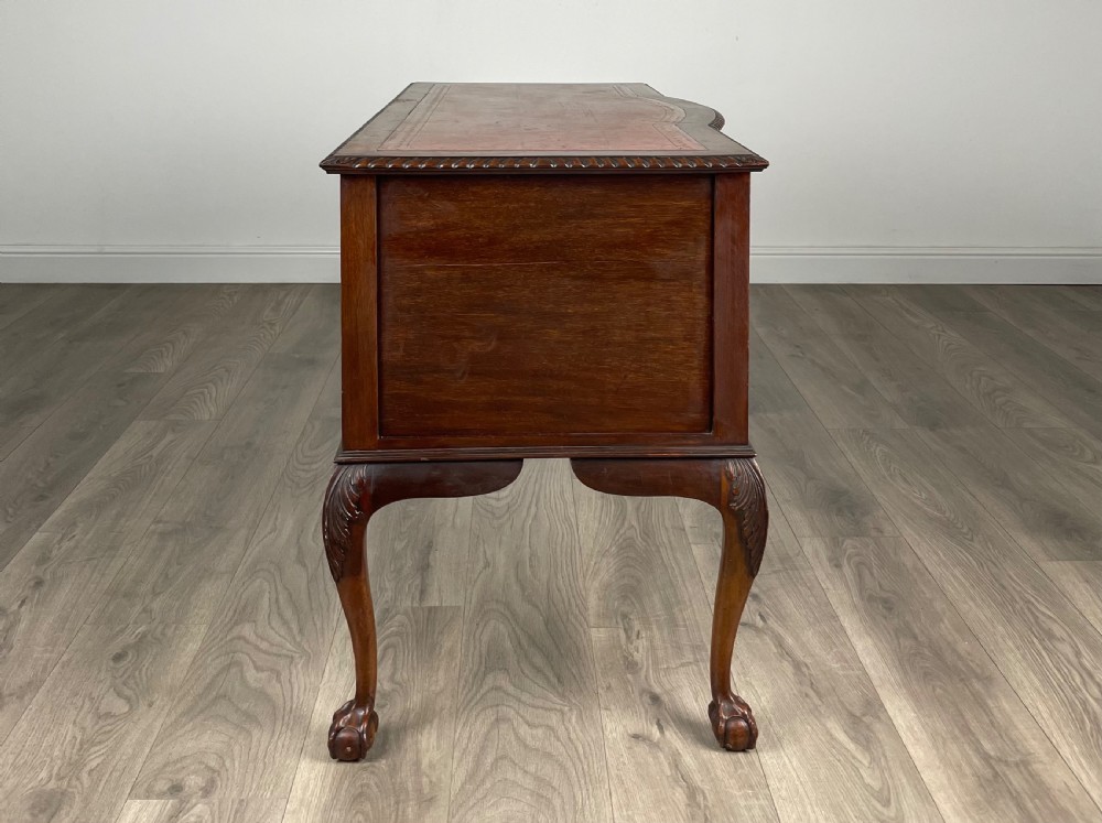 Antique 20th Century Leather Top Writing Desk In Mahogany View VII