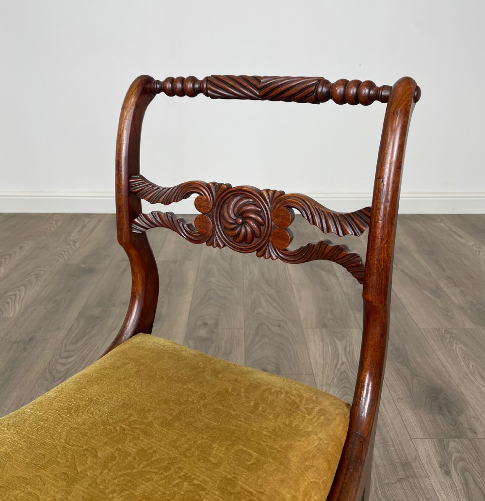 Antique 19th Century Set Of 6 Regency Dining Chairs In Walnut View VII