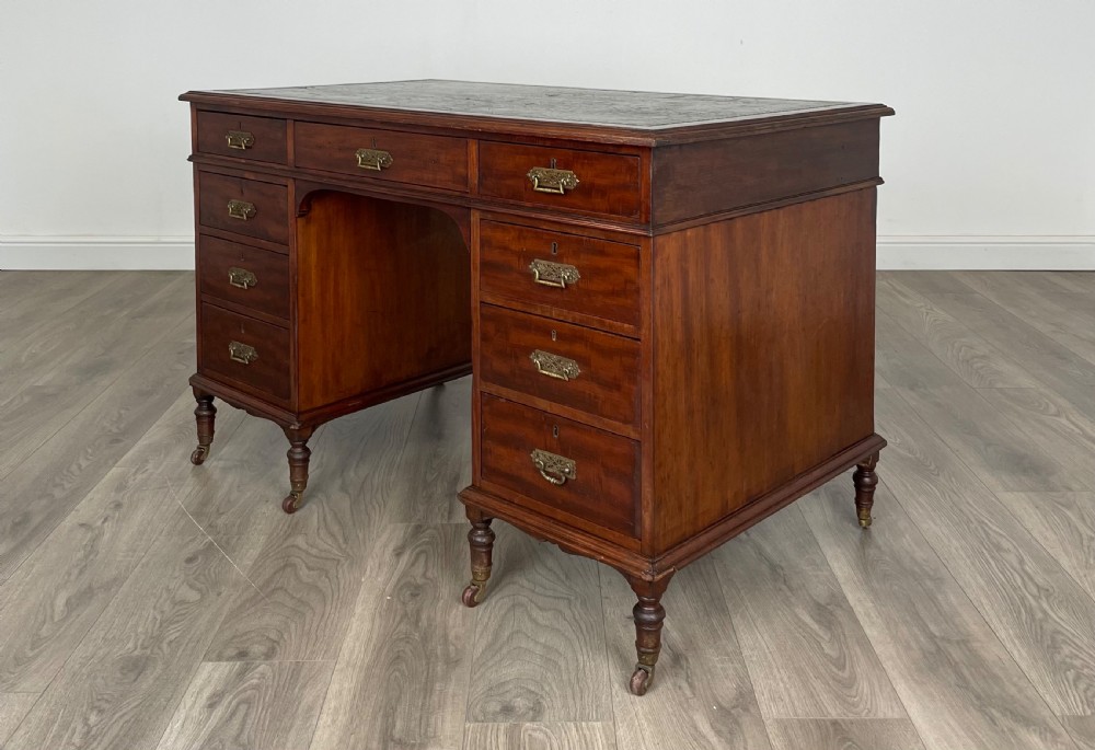 Antique Late 19th Century Pedestal Desk In Mahogany View II