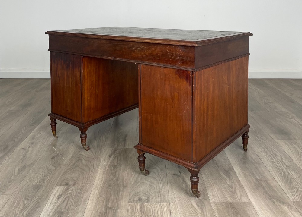 Antique Late 19th Century Pedestal Desk In Mahogany View VI