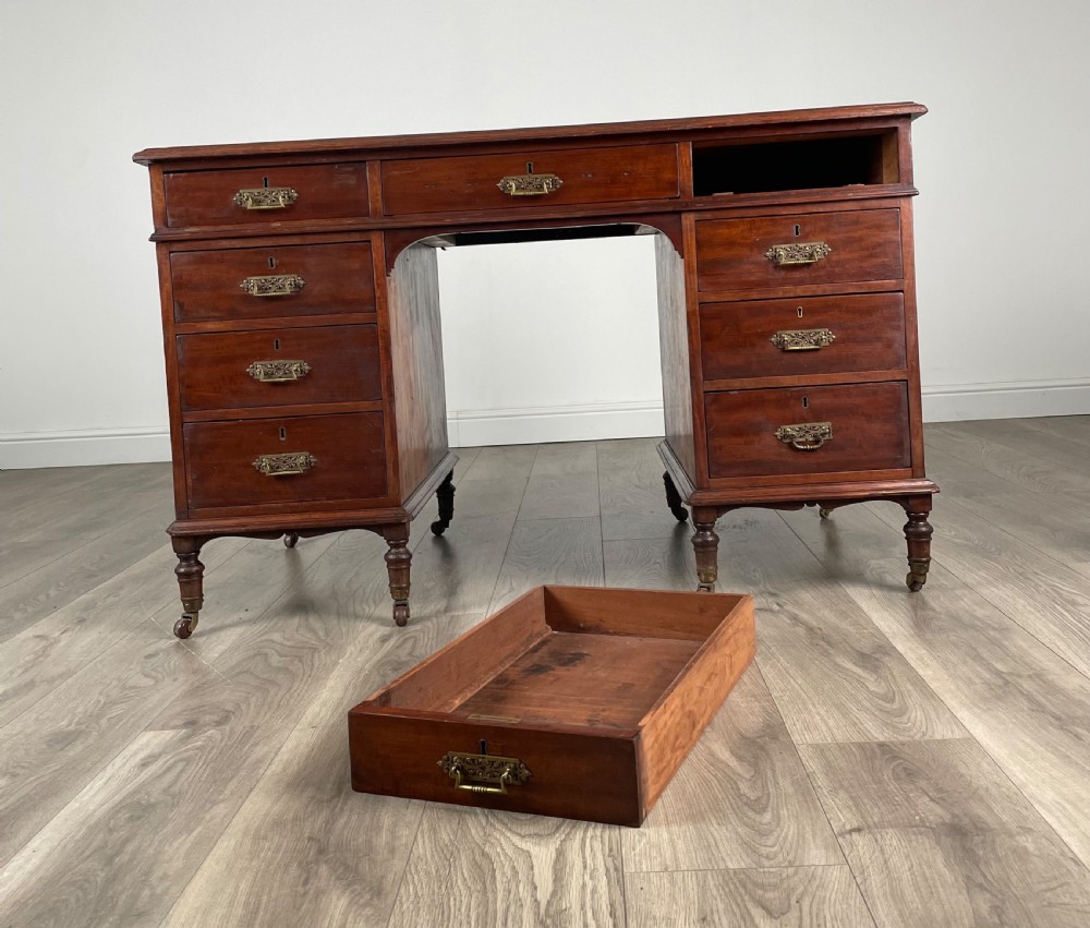 Antique Late 19th Century Pedestal Desk In Mahogany View X