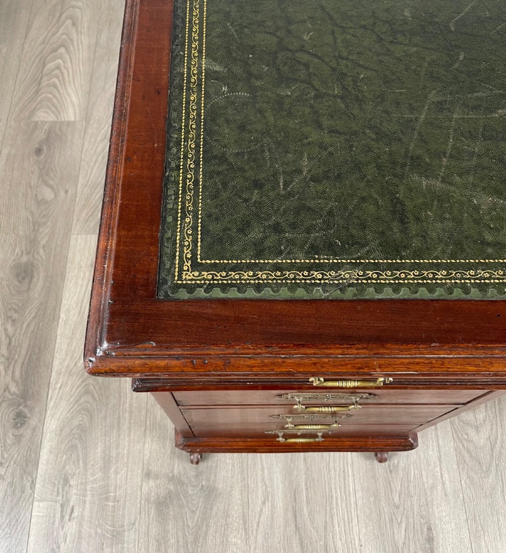 Antique Late 19th Century Pedestal Desk In Mahogany View XII