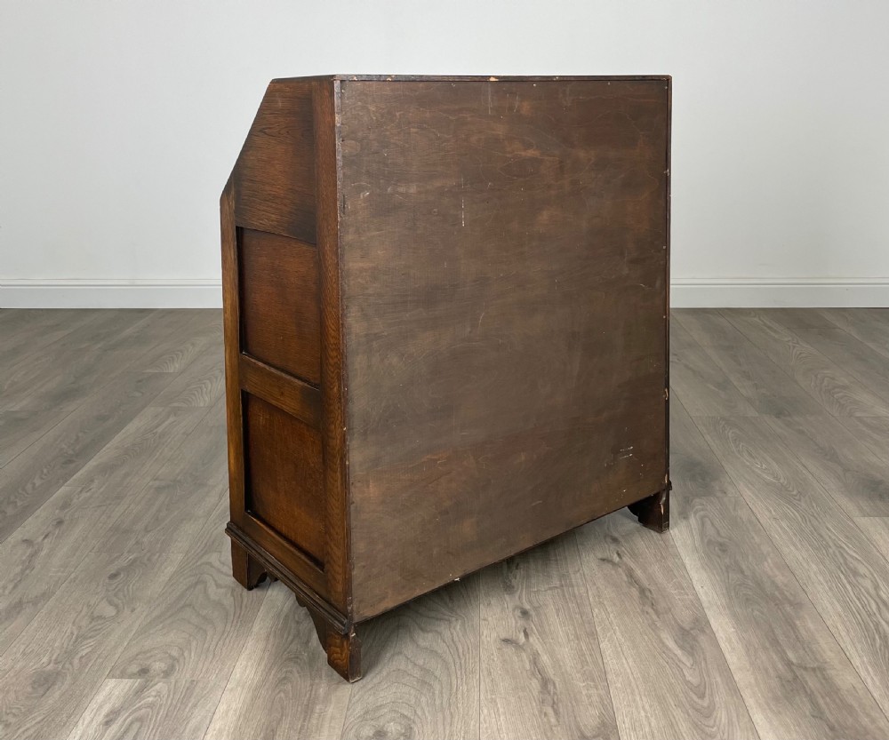 Antique 20th Century Carved Bureau In Oak View VII