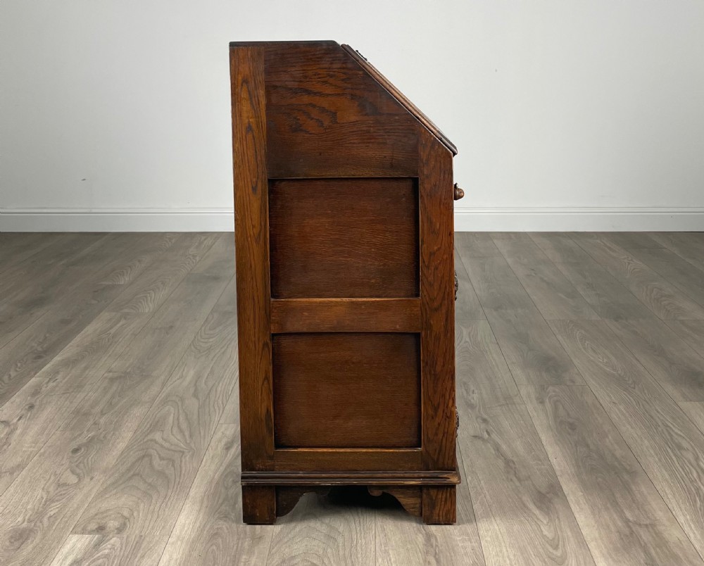 Antique 20th Century Carved Bureau In Oak View IX