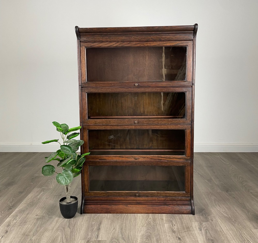 Antique 20th Century Globe Wernicke Style Bookcase In Oak