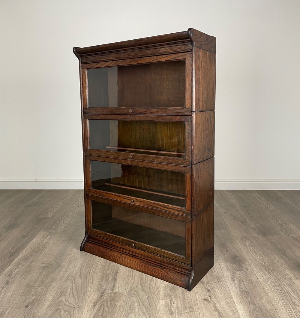 Antique 20th Century Globe Wernicke Style Bookcase In Oak View II