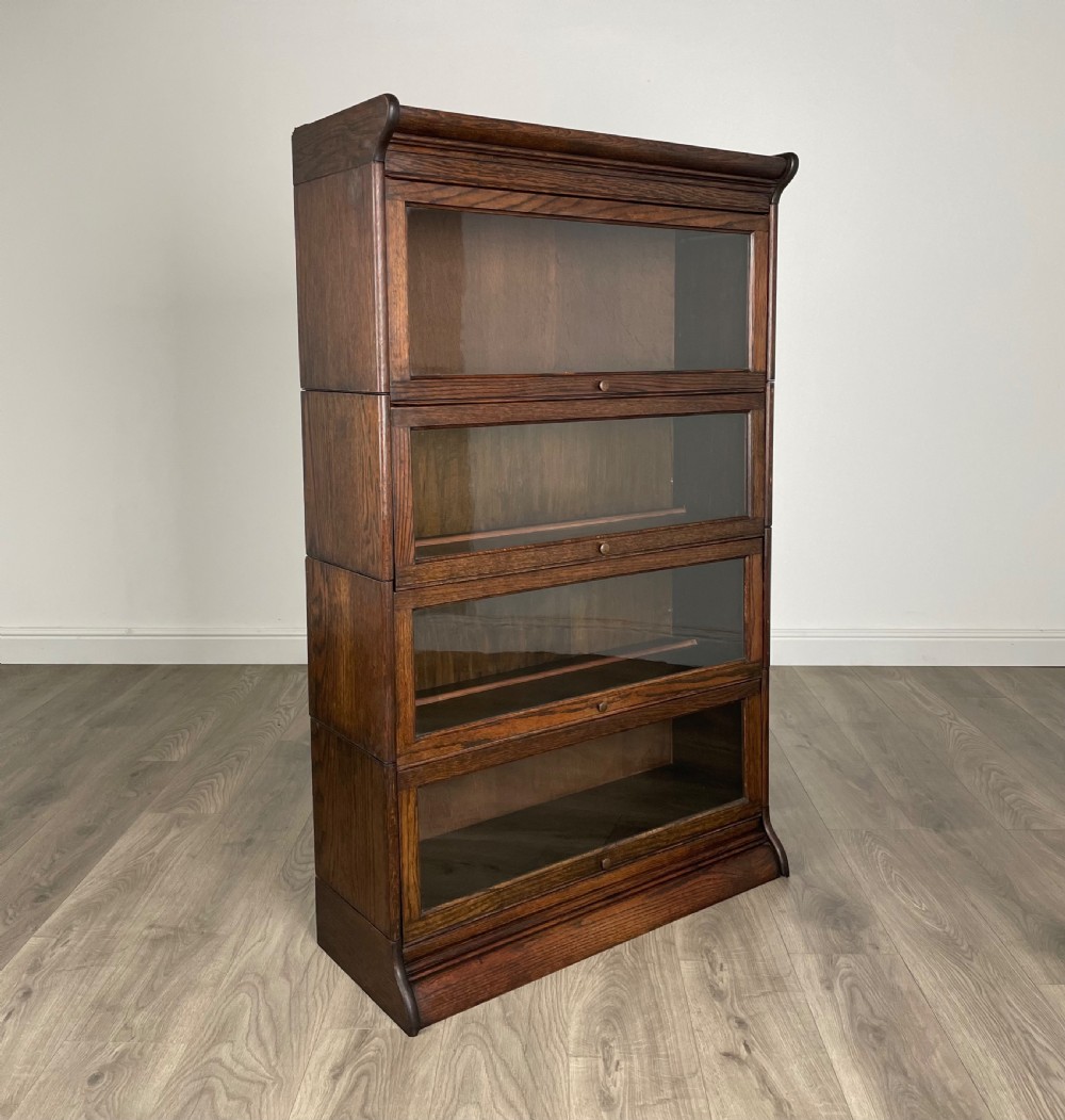 Antique 20th Century Globe Wernicke Style Bookcase In Oak View VIII