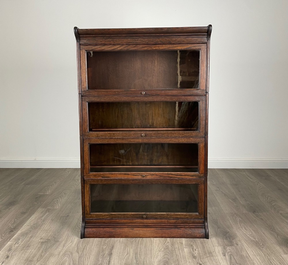Antique 20th Century Globe Wernicke Style Bookcase In Oak View IX