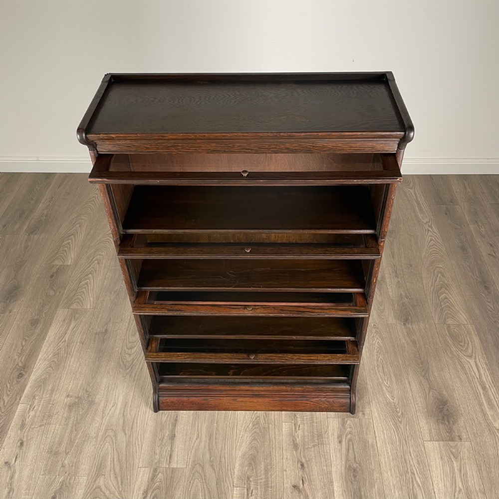 Antique 20th Century Globe Wernicke Style Bookcase In Oak View XII