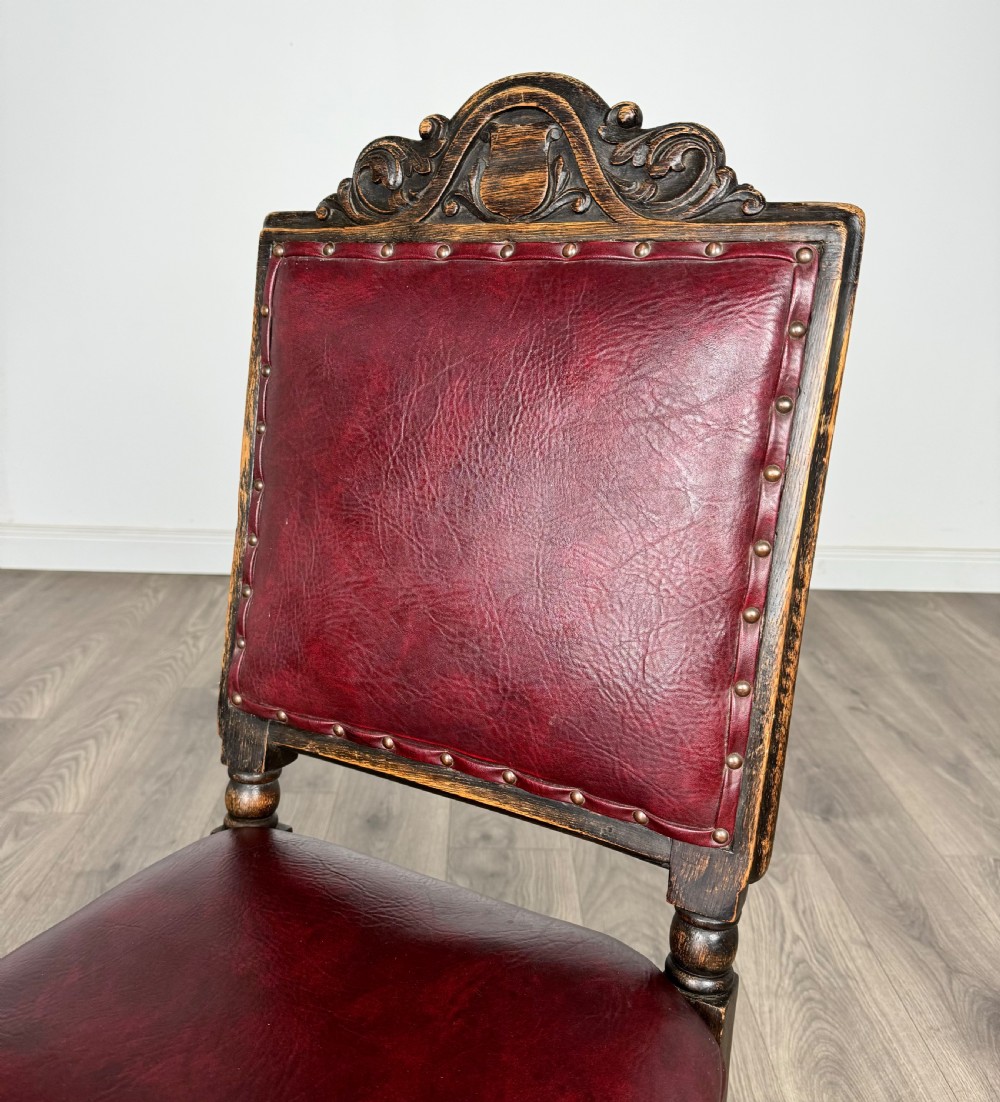 Antique 19th Century Set Of 8 Carved Oak Dining Chairs View III