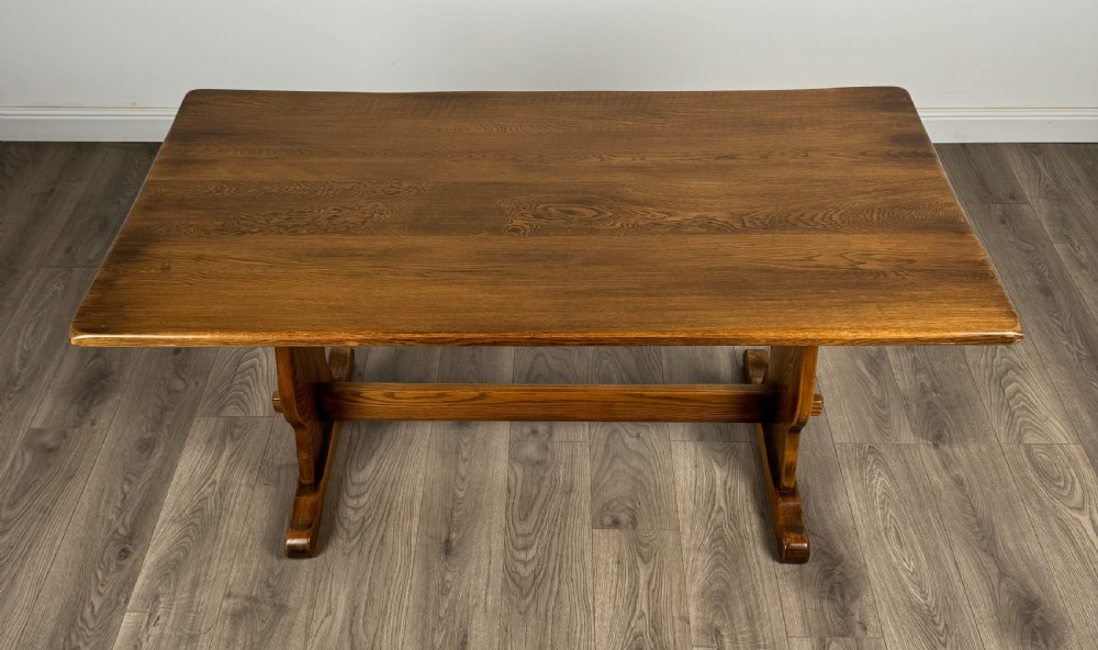 Antique 20th Century Ercol Style Dining Table In Oak View III
