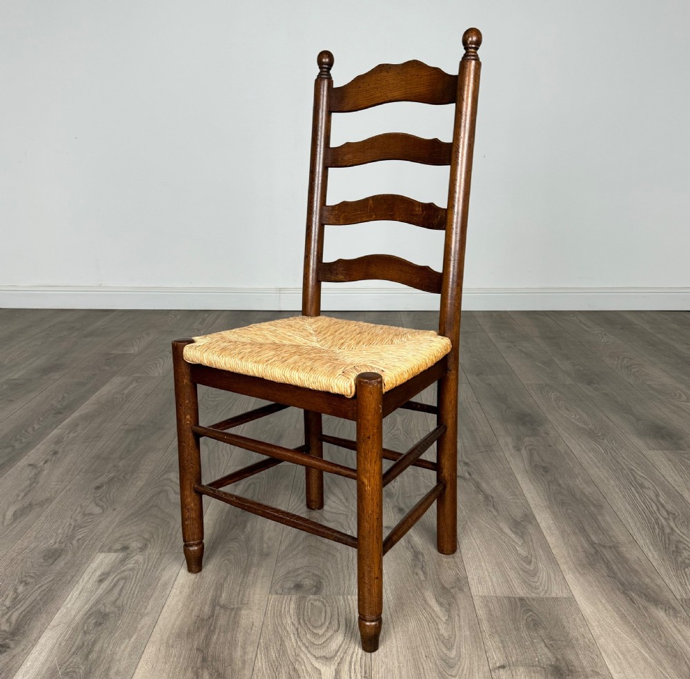 20th Century Set Of 6 Ladder Back Dining Chairs In Oak View II