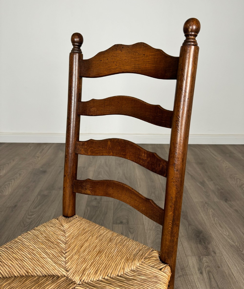 20th Century Set Of 6 Ladder Back Dining Chairs In Oak View III