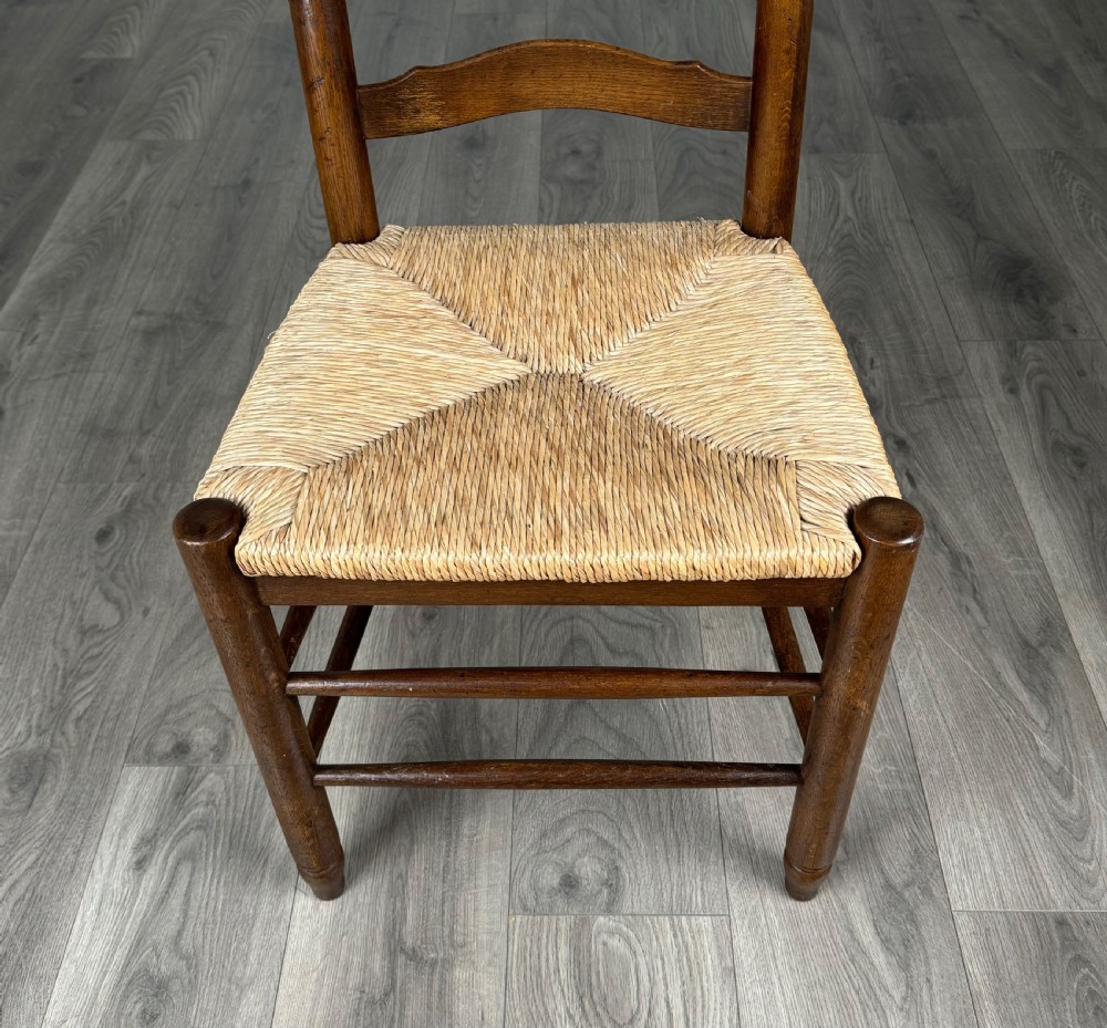 20th Century Set Of 6 Ladder Back Dining Chairs In Oak View V