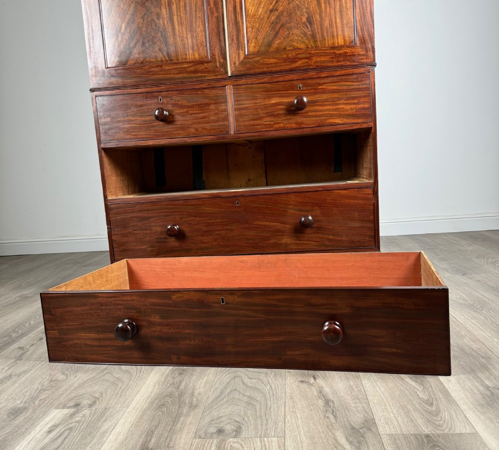 Antique Early 19th Century Linen Press Cupboard In Mahogany View X