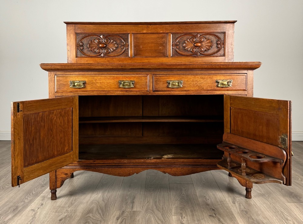 Antique 20th Century Art Nouveau Style Sideboard In Oak View III