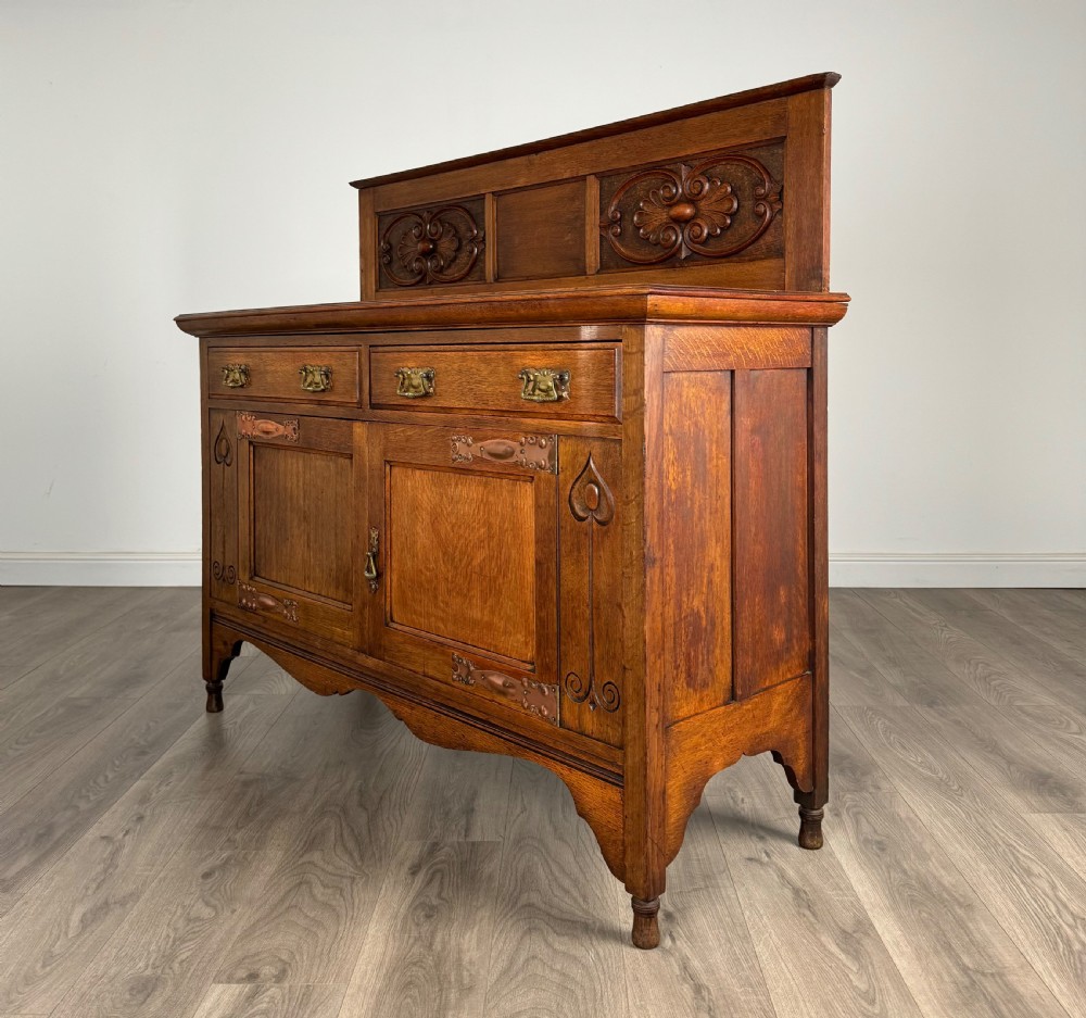 Antique 20th Century Art Nouveau Style Sideboard In Oak View IV