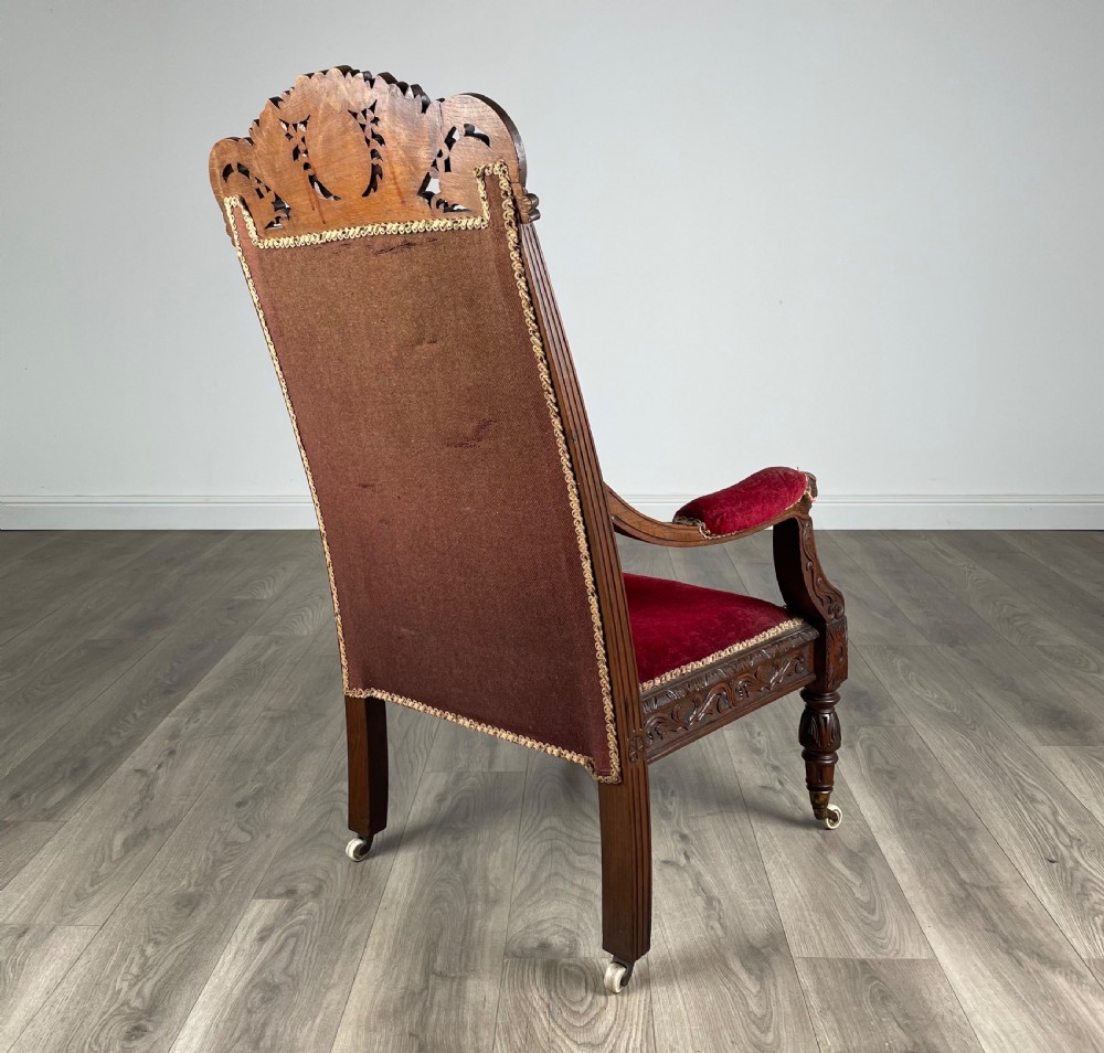 Antique Late 19th Century Carved Oak Armchair View IV