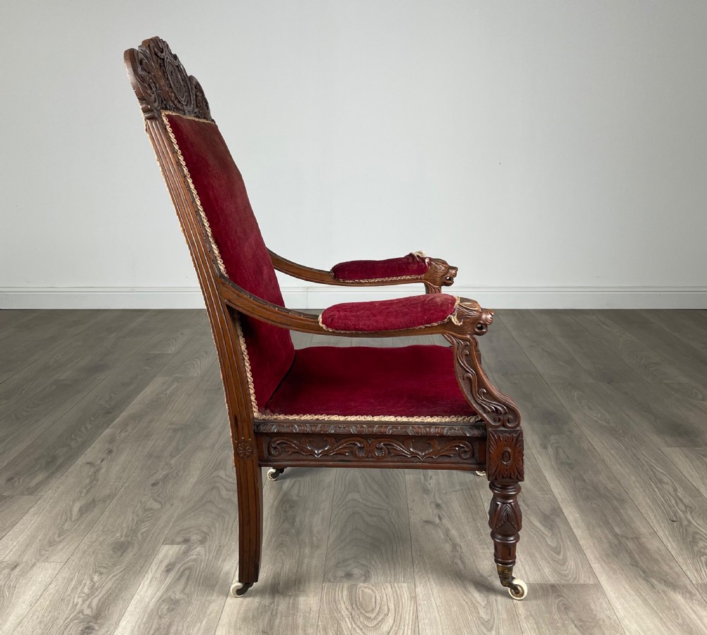 Antique Late 19th Century Carved Oak Armchair View V