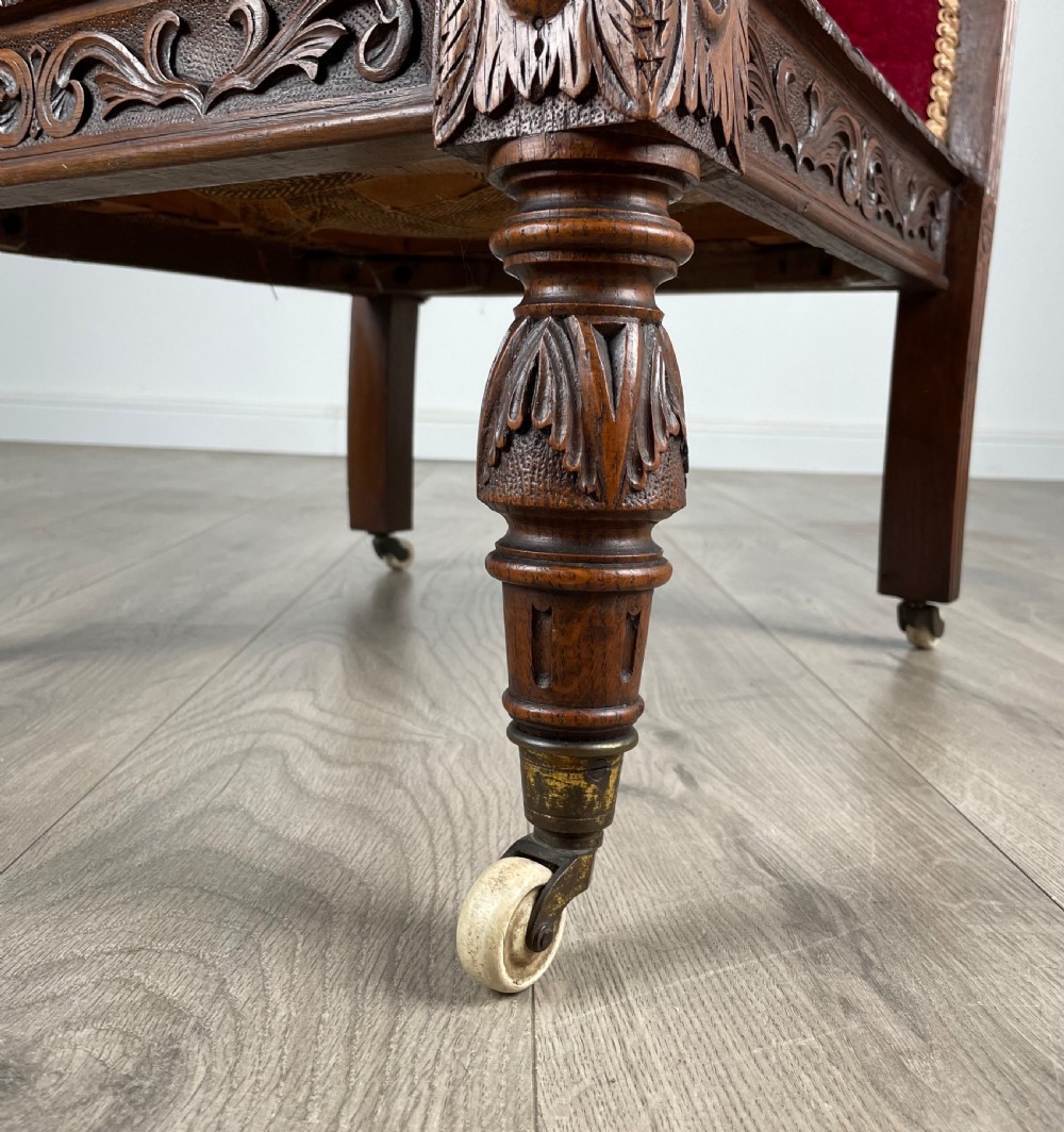 Antique Late 19th Century Carved Oak Armchair View X