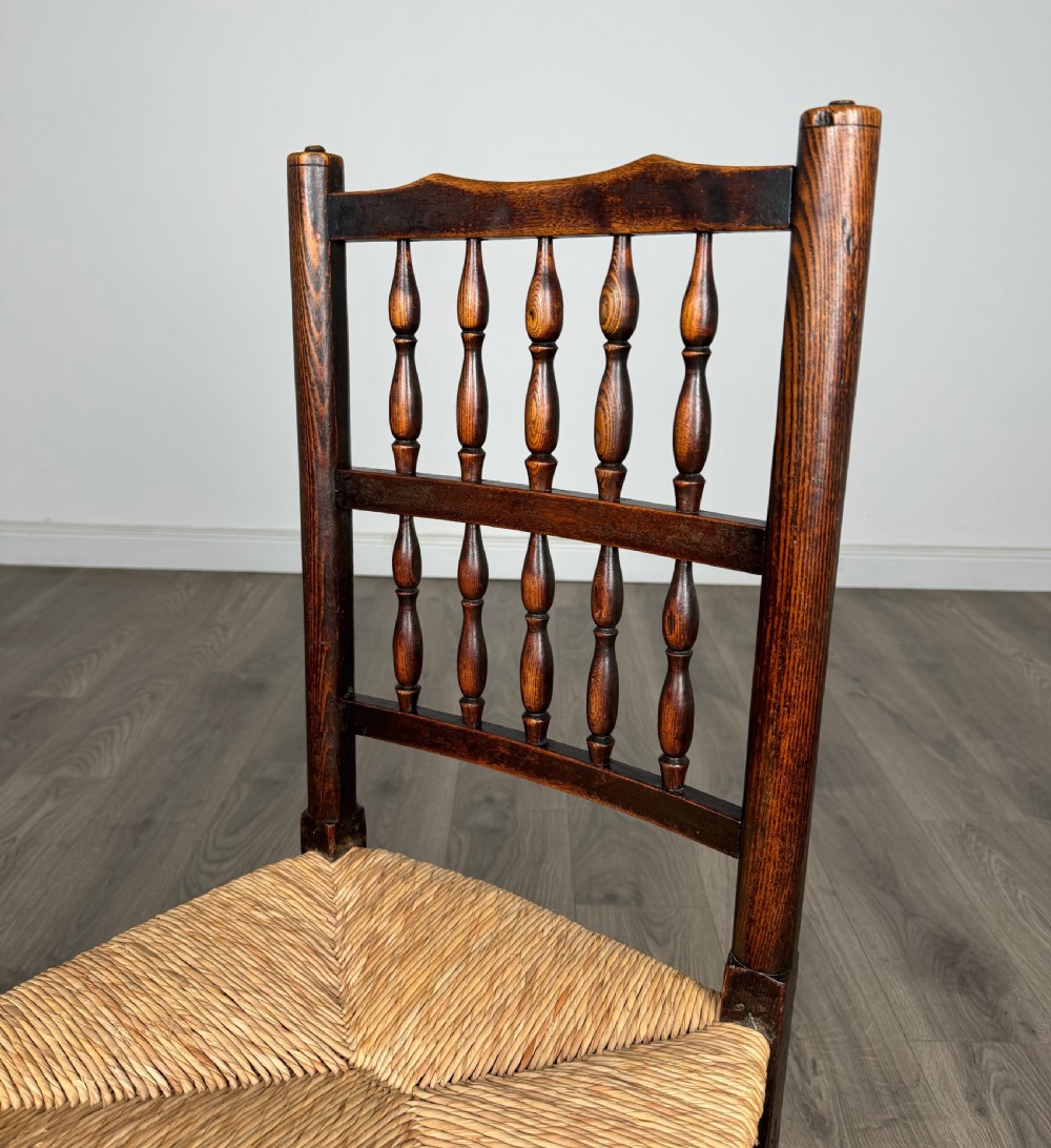 Antique 18th Century Set Of 10 Oak Spindle Back Dining Chairs View III