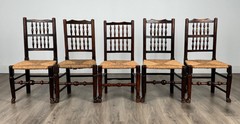 Antique 18th Century Set Of 10 Oak Spindle Back Dining Chairs View IX
