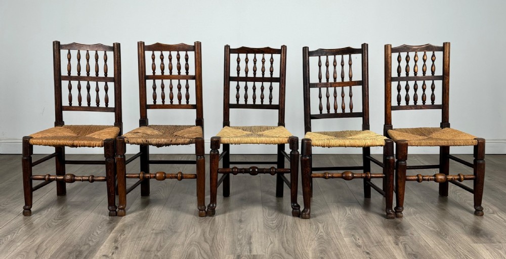 Antique 18th Century Set Of 10 Oak Spindle Back Dining Chairs View XI
