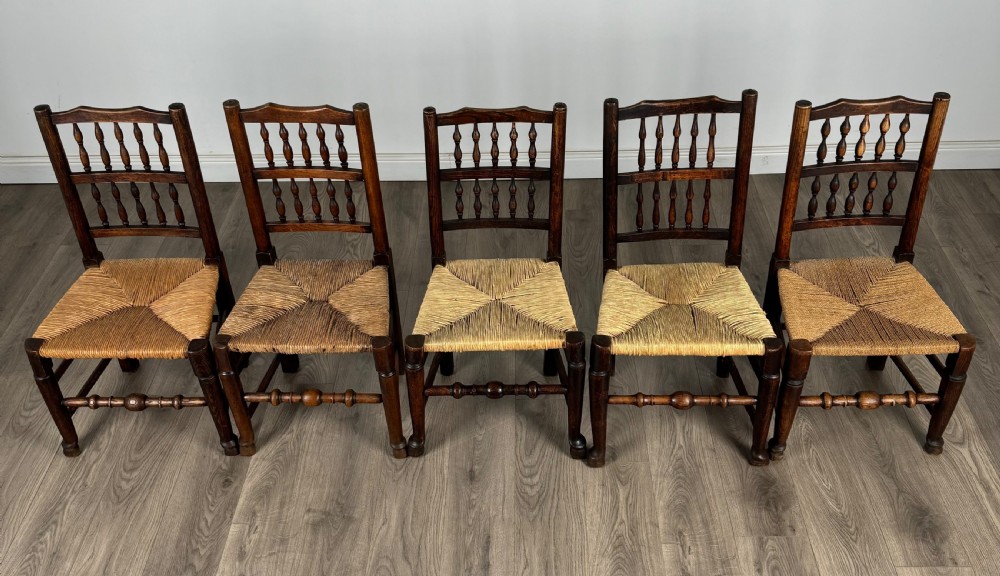 Antique 18th Century Set Of 10 Oak Spindle Back Dining Chairs View XII