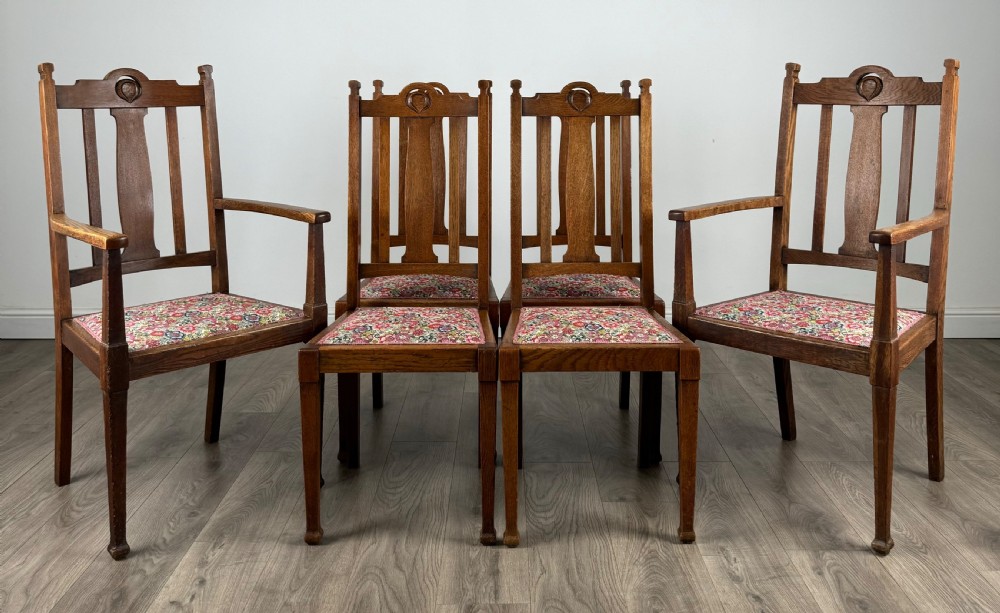 Antique 20th Century Set Of 6 Art Nouveau Style Dining Chairs