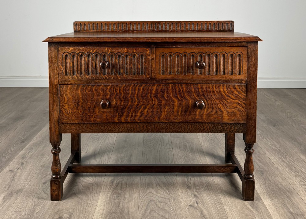 Antique 20th Century Carved Oak Sideboard