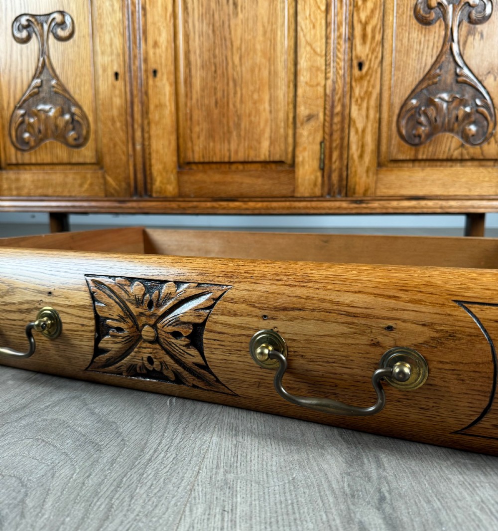 Antique 20th Century Golden Oak Mirror Back Sideboard View IX