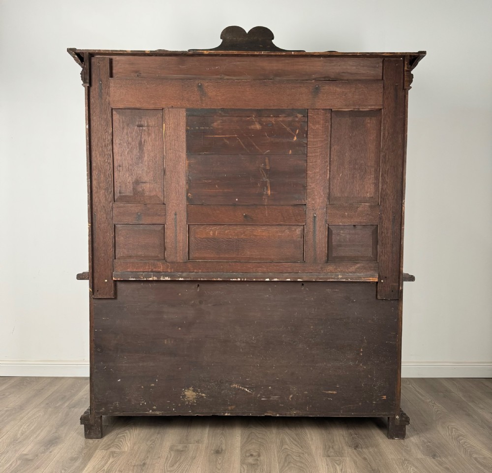 Antique 19th Century Heavily Carved Mirror Back Sideboard In Oak View V