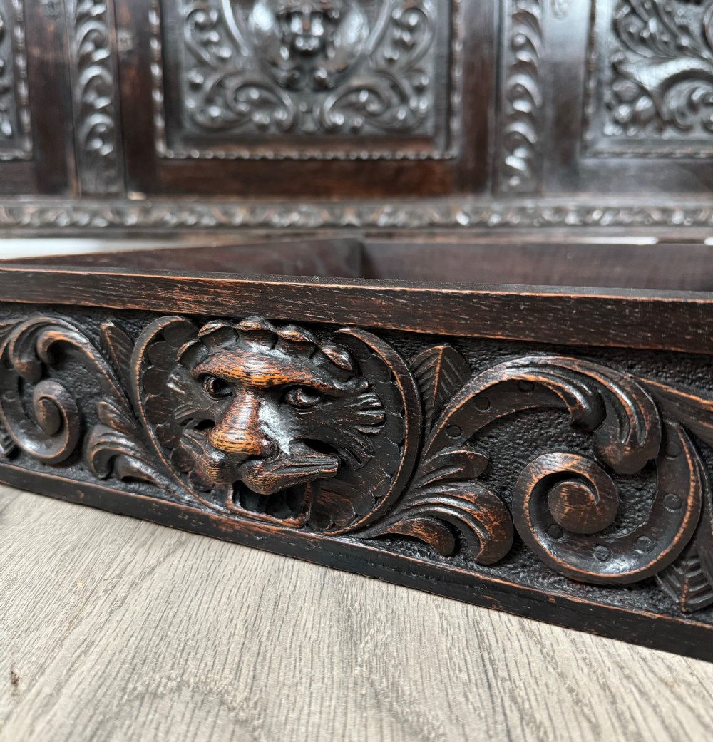 Antique 19th Century Heavily Carved Mirror Back Sideboard In Oak View X