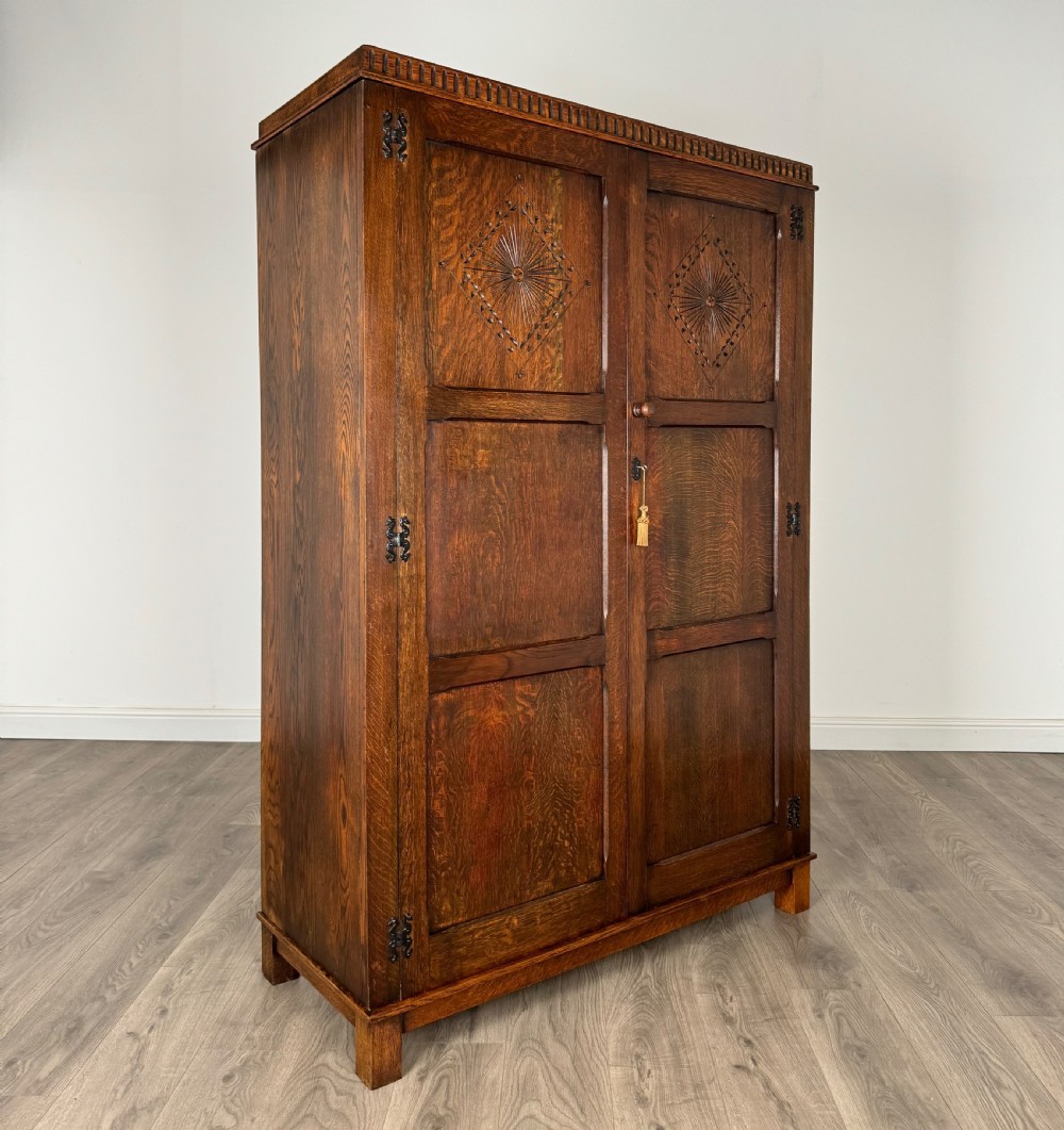 Antique 20th Century Carved Oak Wardrobe View VII