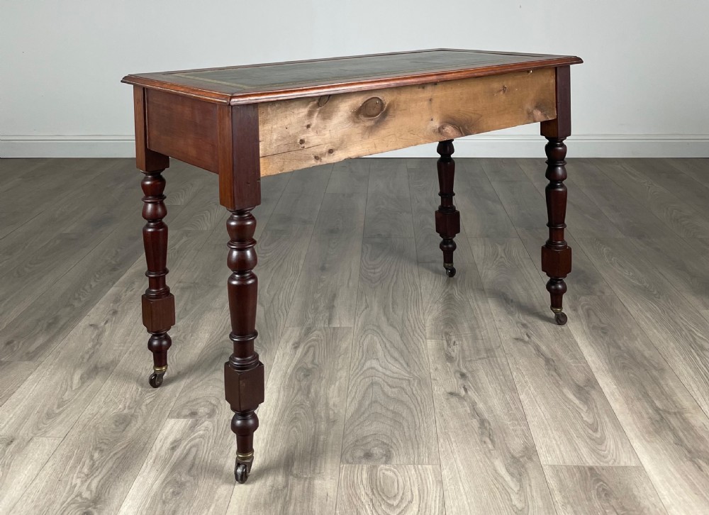 Antique 20th Century Leather Top Writing Table In Mahogany View IV