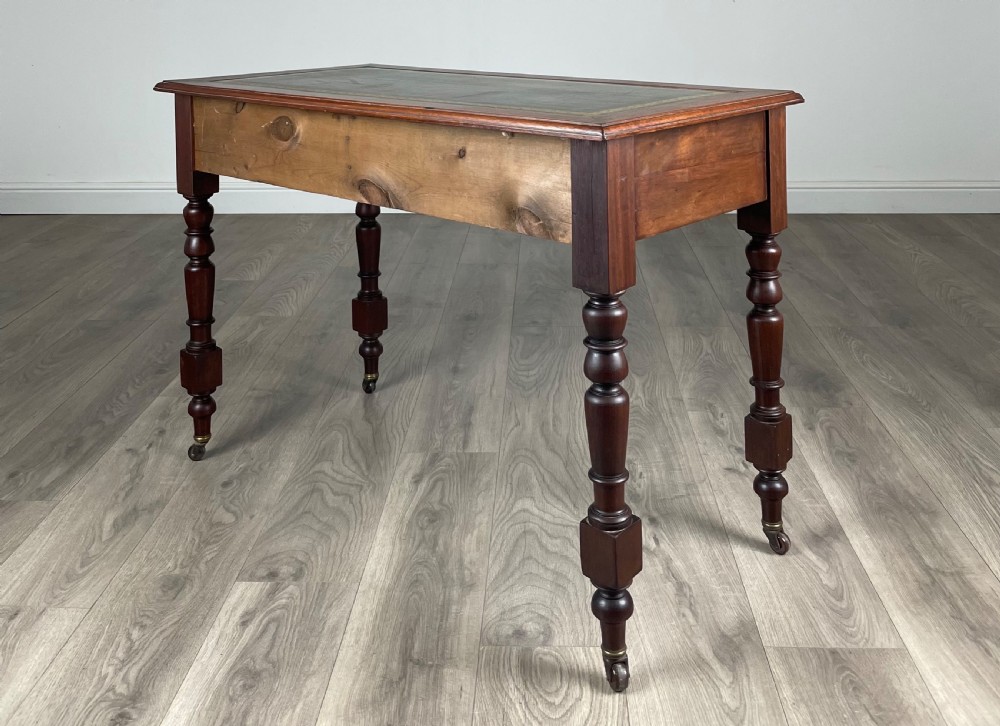 Antique 20th Century Leather Top Writing Table In Mahogany View VI