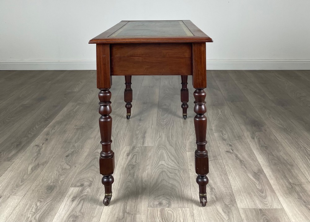 Antique 20th Century Leather Top Writing Table In Mahogany View VII