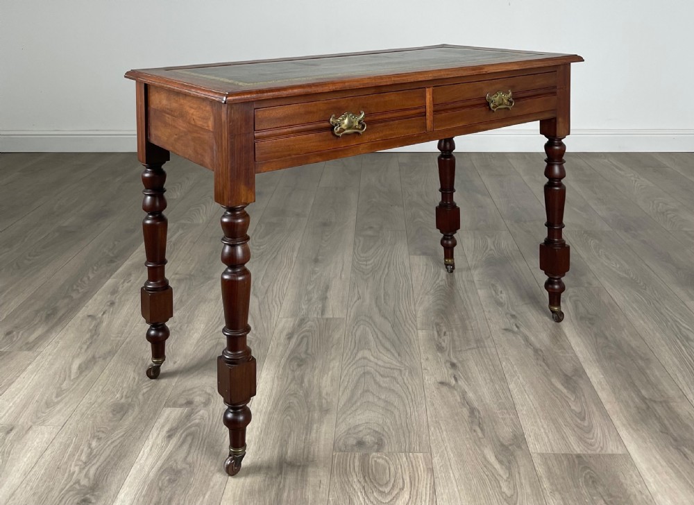 Antique 20th Century Leather Top Writing Table In Mahogany View VIII